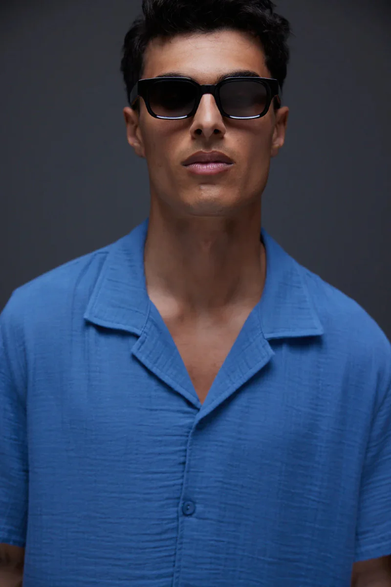 AVENY Collins shirt cotton crincle - indigo blue - Image 3