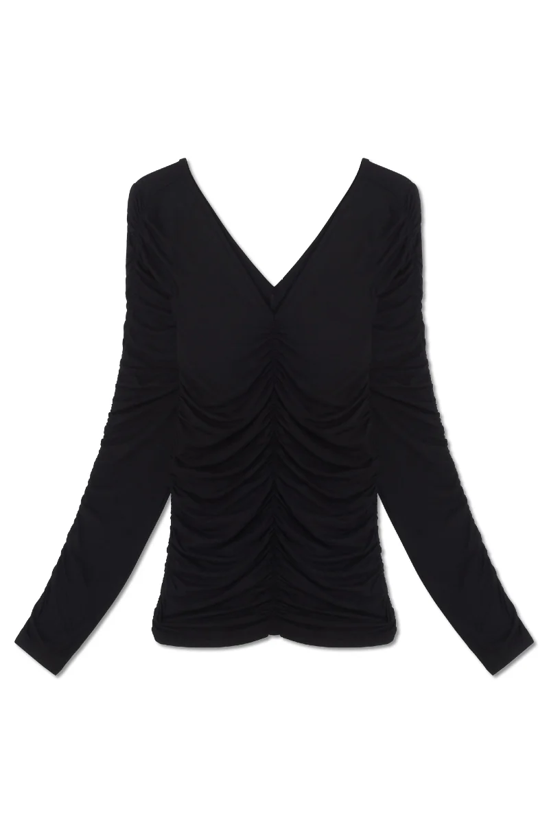 AVENY Yava V-neck LS top - black - Image 3