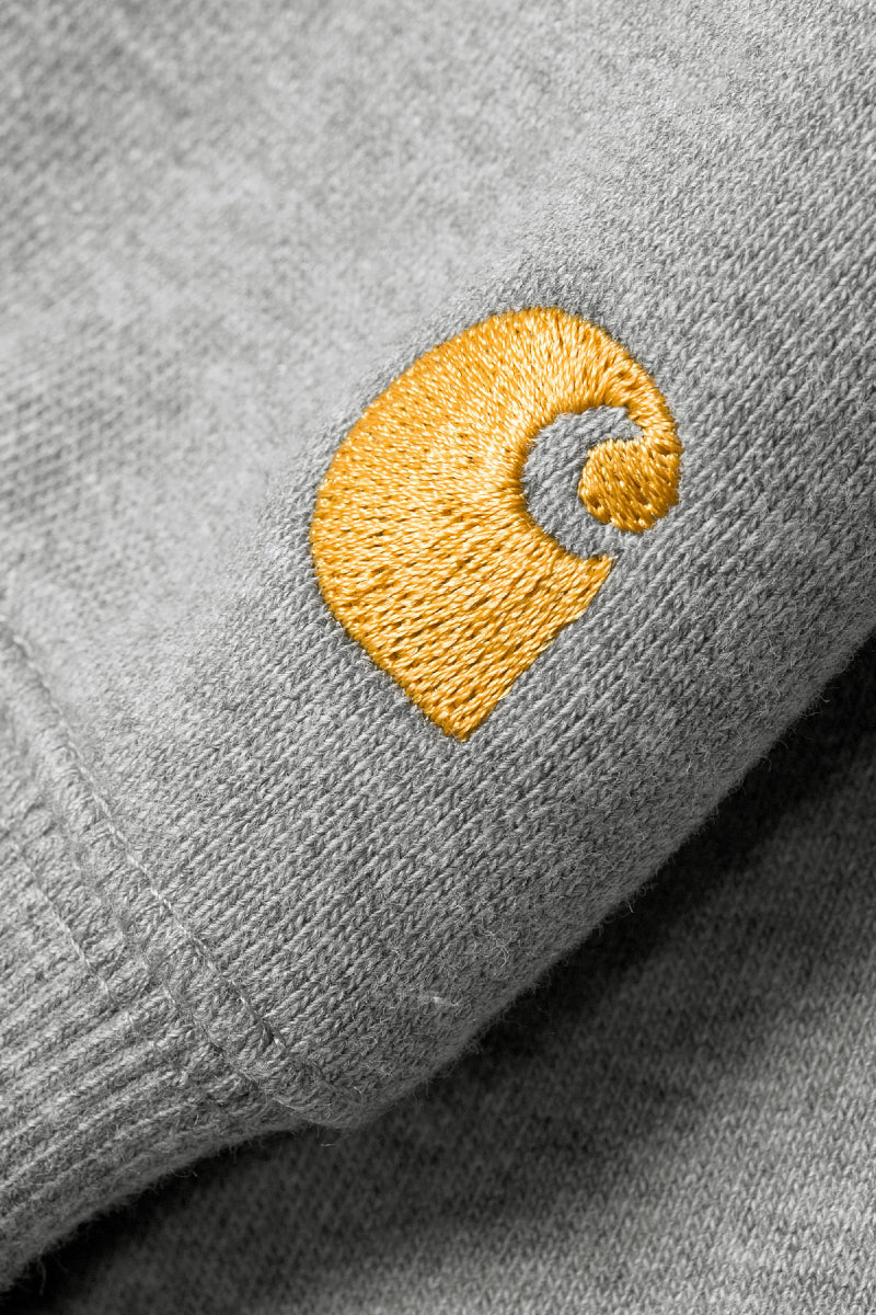 Carhartt WIP Hooded Chase Sweat - grey / gold - Image 3
