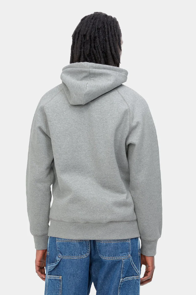 Carhartt WIP Hooded Chase Sweat - grey / gold - Image 4