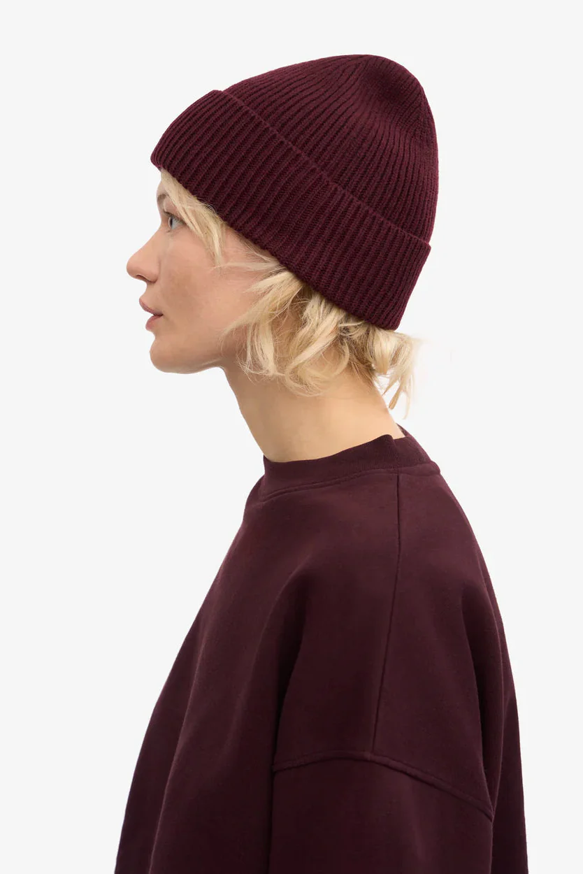 Colorful Standard Merino Wool Beanie - oxblood red - Image 4