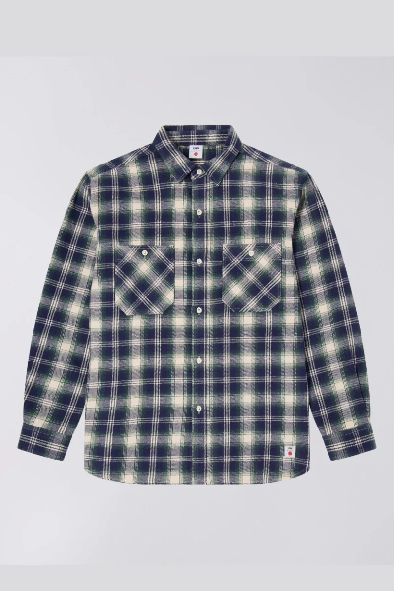 Edwin Work Shirt LS - navy / green - Image 4