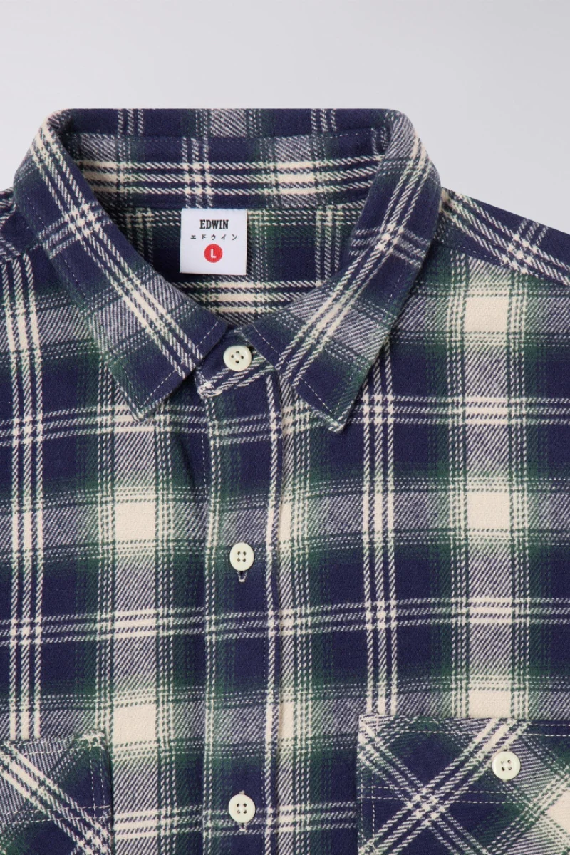 Edwin Work Shirt LS - navy / green - Image 6