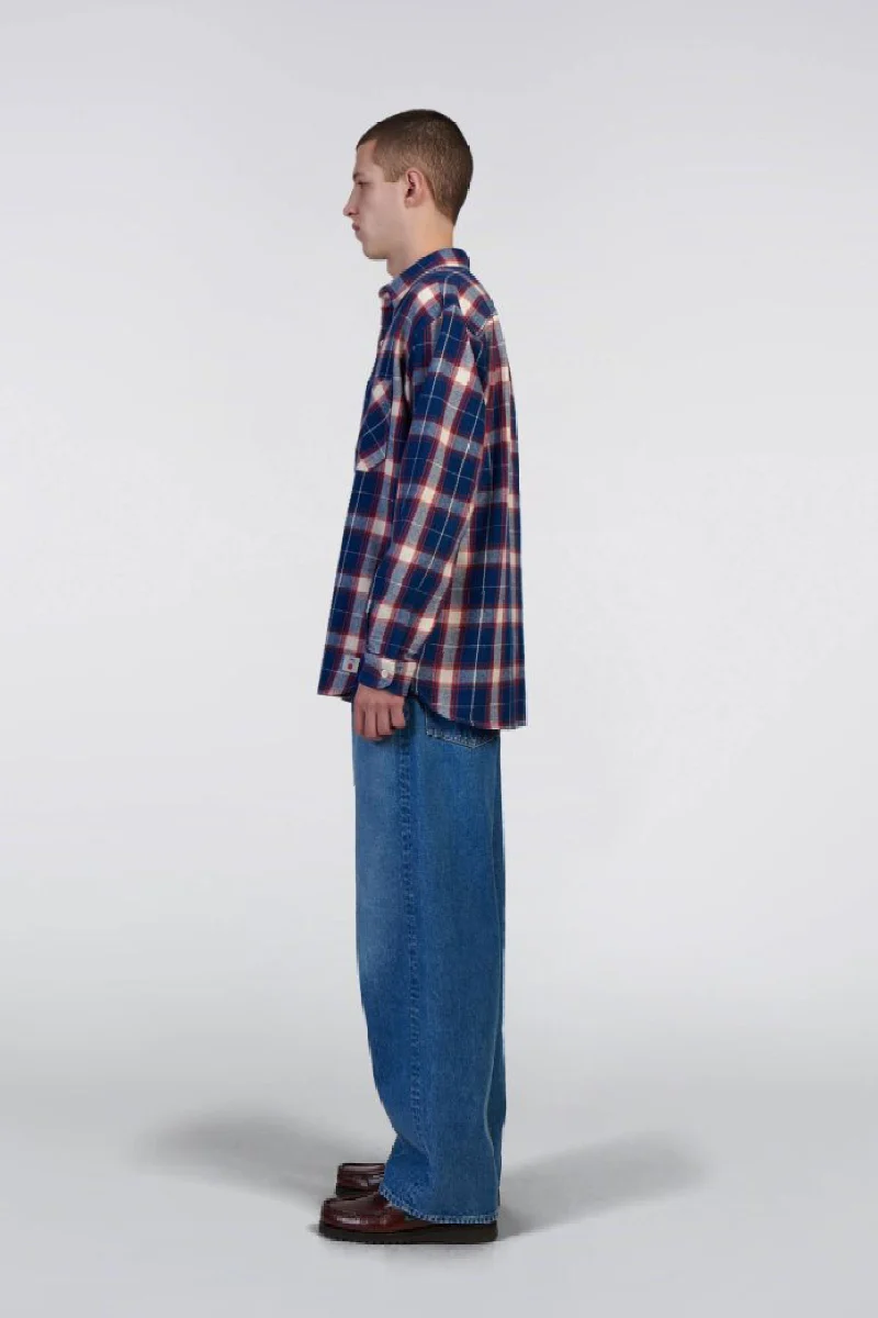 Edwin Work Shirt LS - navy / red - Image 2