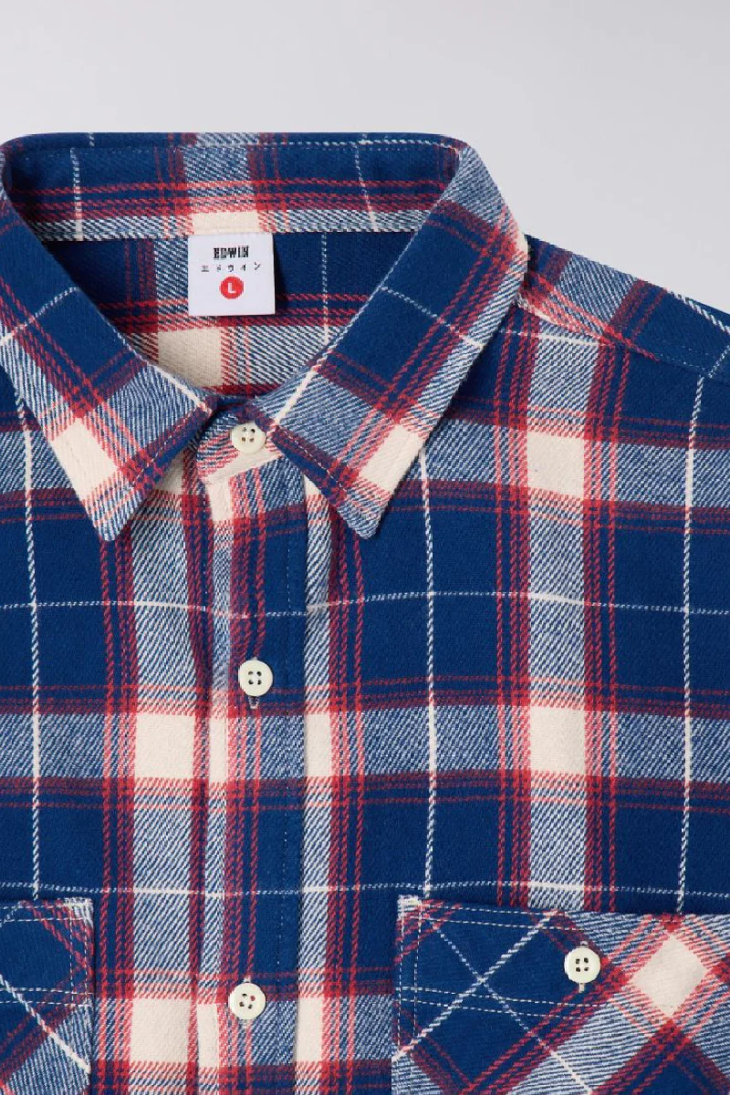 Edwin Work Shirt LS - navy / red - Image 3
