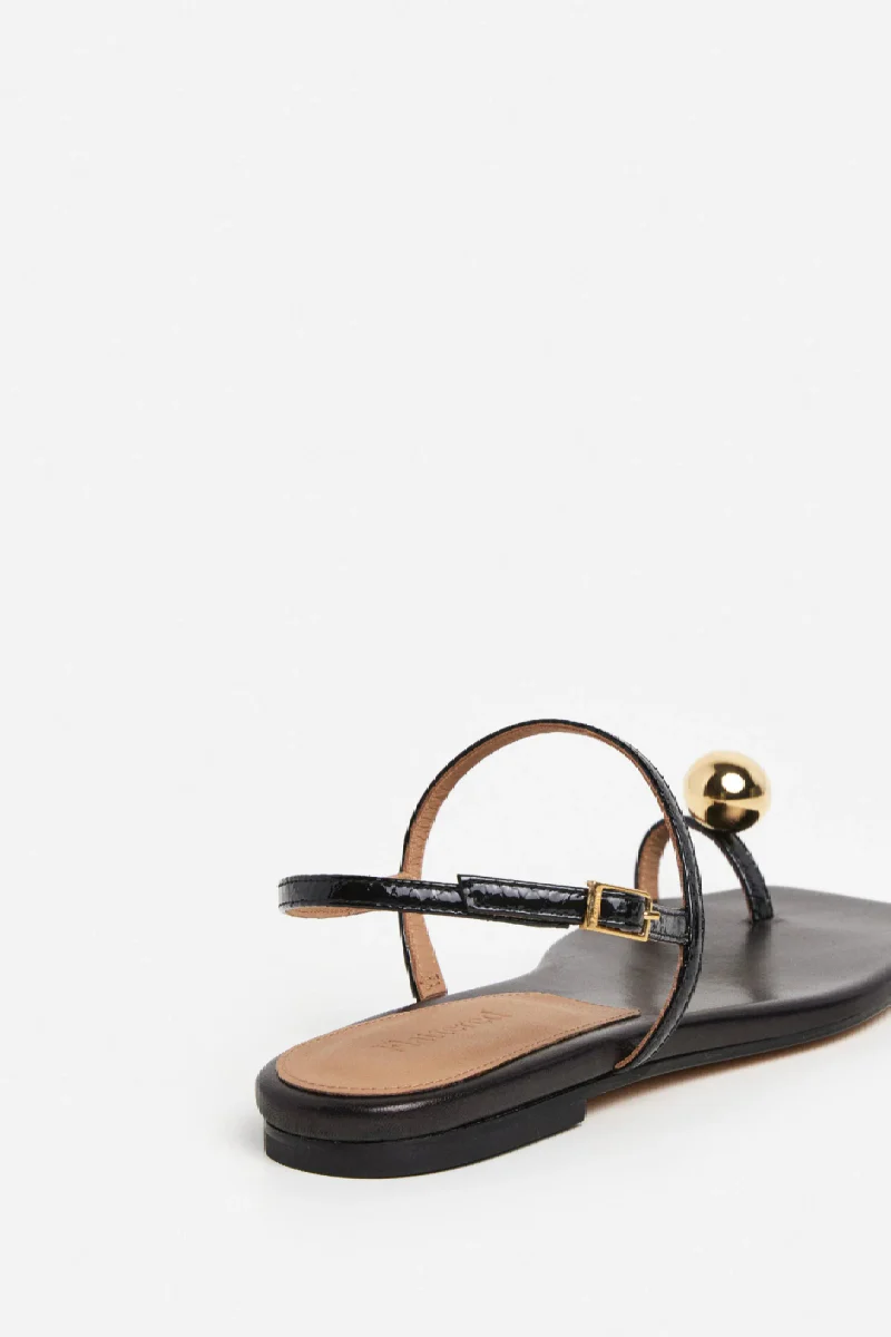 Flattered Idris leather sandal - snake black - Image 5