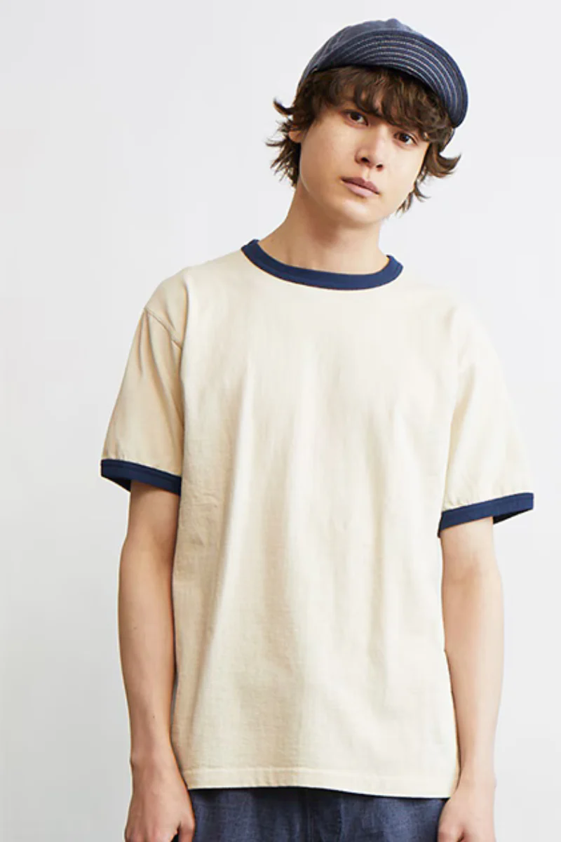 Good On S/S Ringer tee -  off-white / navy - Image 4