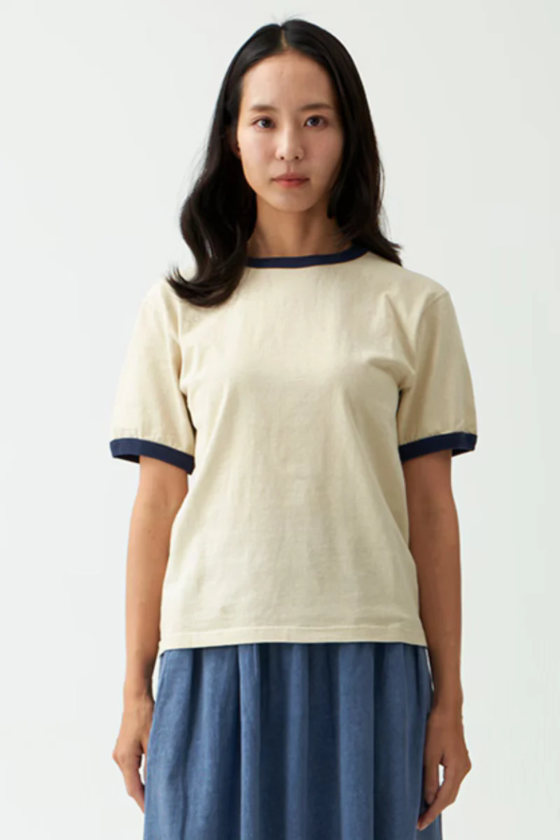 Good On S/S Ringer tee -  off-white / navy - Image 5