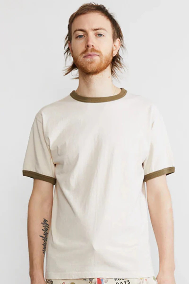 Good On S/S Ringer tee - off-white / olive - Image 4