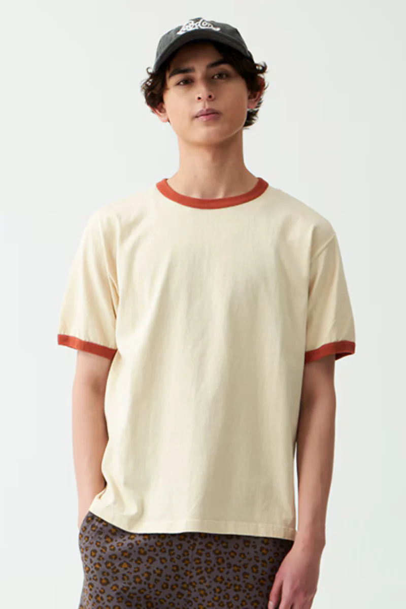 Good On S/S Ringer tee -  off-white / orange - Image 5
