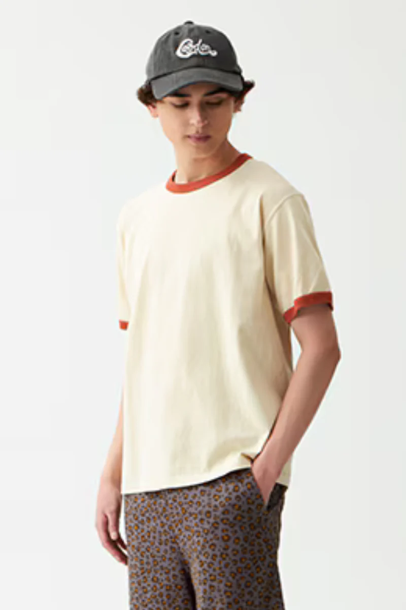 Good On S/S Ringer tee -  off-white / orange - Image 6