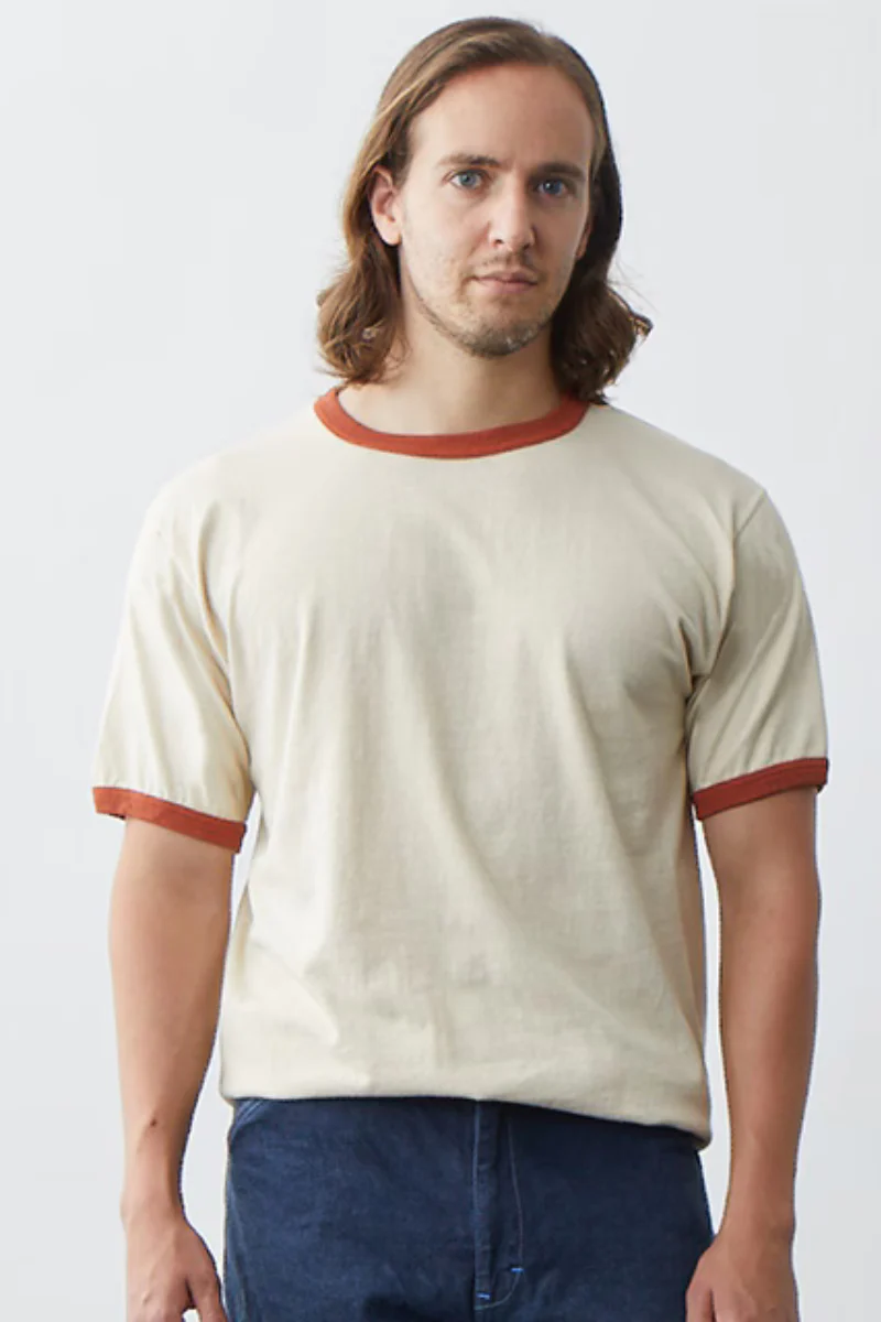 Good On S/S Ringer tee -  off-white / orange - Image 7