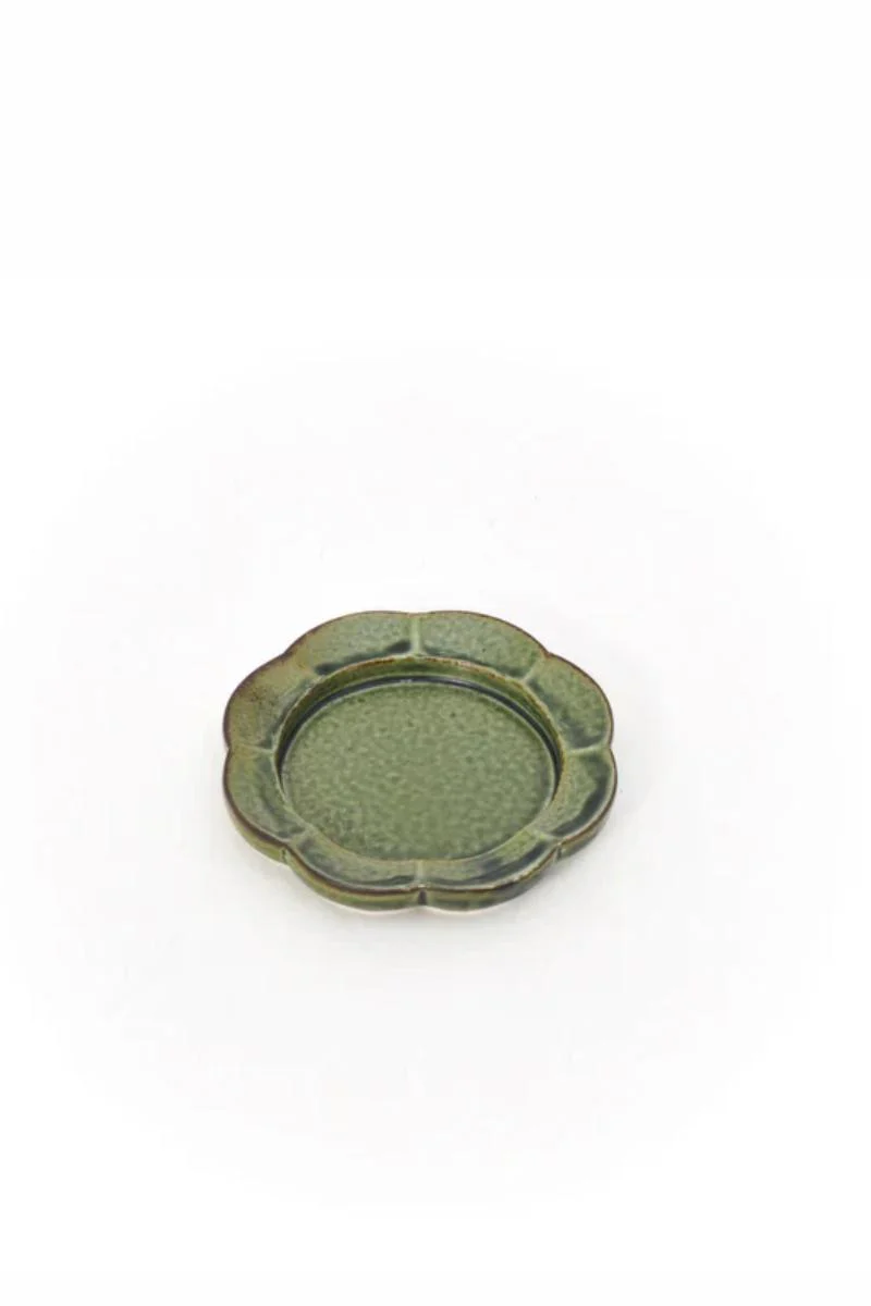 Hibi Seto Yaki Flower Oribe - green - Image 2