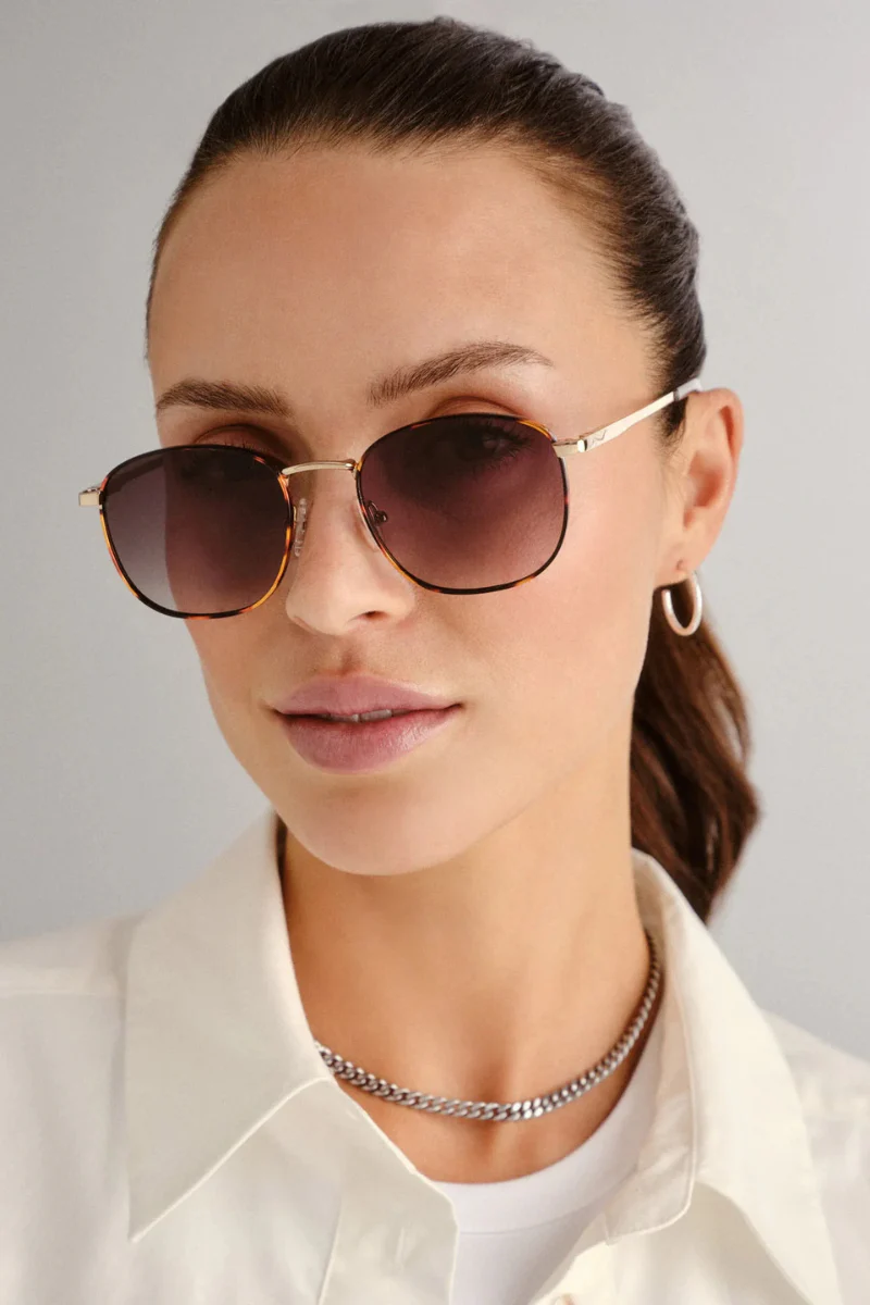 Le Specs Neptune Deux aurinkolasit - Gold Tortoise - Image 3
