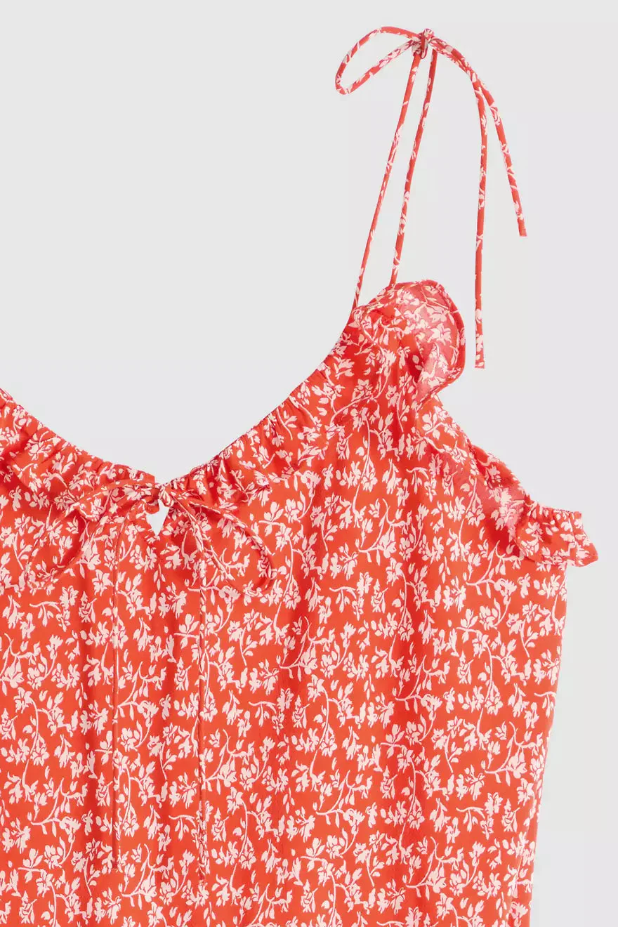 Levi's Sarita Midi Slip Dress - pamela floral vine signal red - Image 5