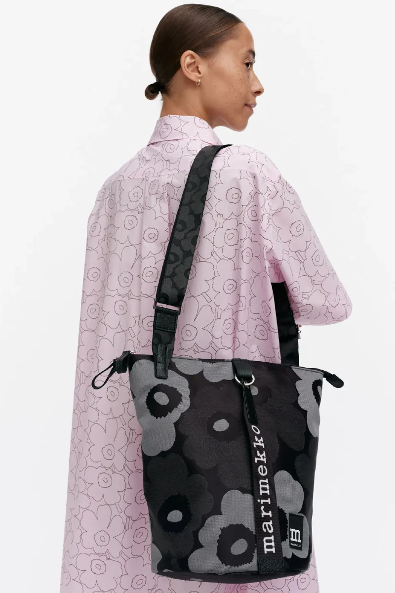 Marimekko All Day Bucket Unikko laukku - musta / harmaa