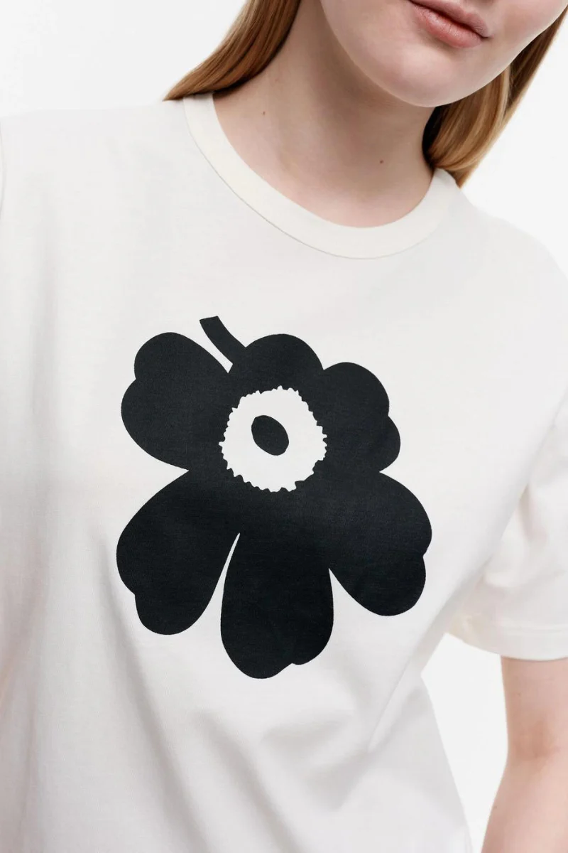 Marimekko Erna Unikko Placement - valkoinen / musta