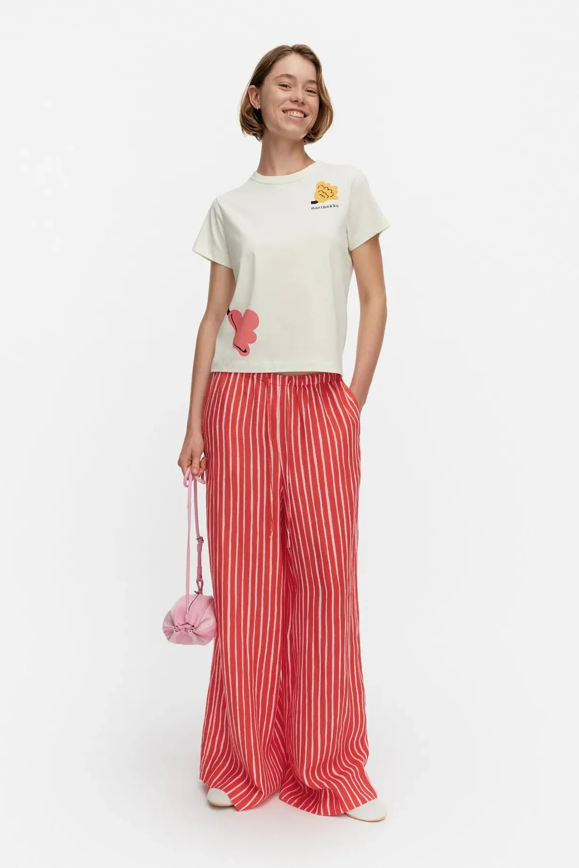 Marimekko Laji Piccolo pellavahousut - punainen / v.punainen