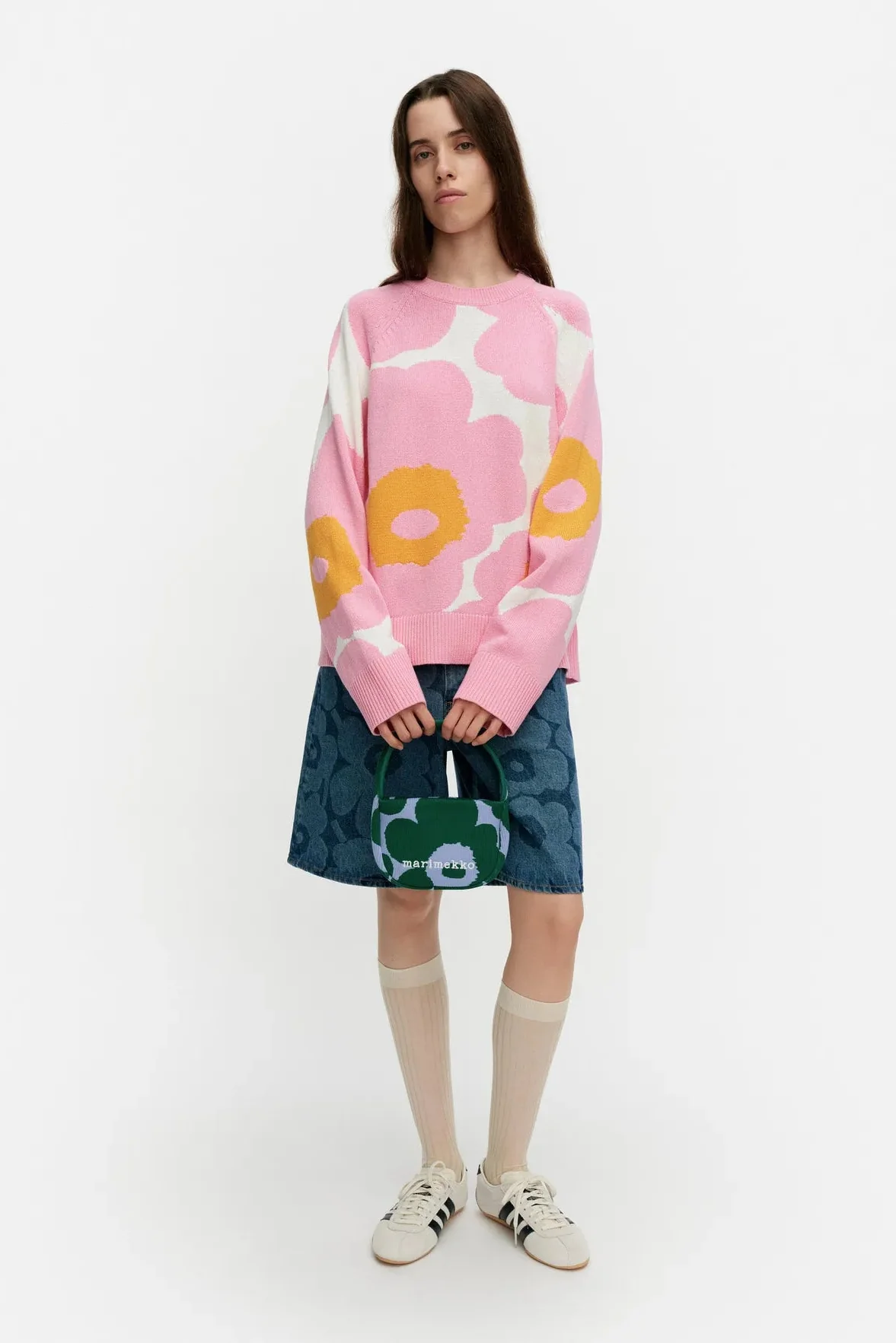 Marimekko Loitsu Unikko neulepusero - vaaleanpunainen / valkoinen - Image 3