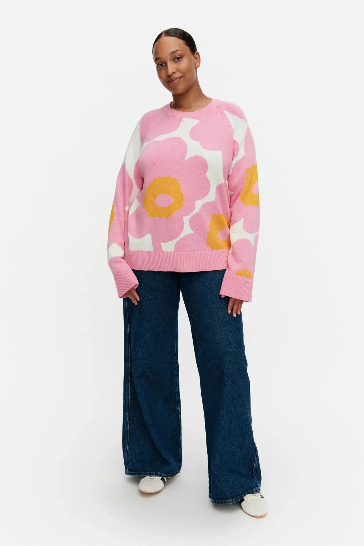Marimekko Loitsu Unikko neulepusero - vaaleanpunainen / valkoinen - Image 4