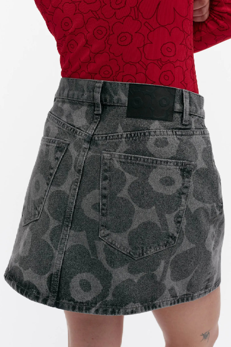 Marimekko Maridenim Ruudut Unikko hame - harmaa - Image 3