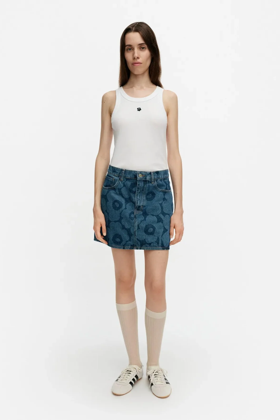 Marimekko Maridenim Ruudut Unikko hame - mid indigo - Image 2