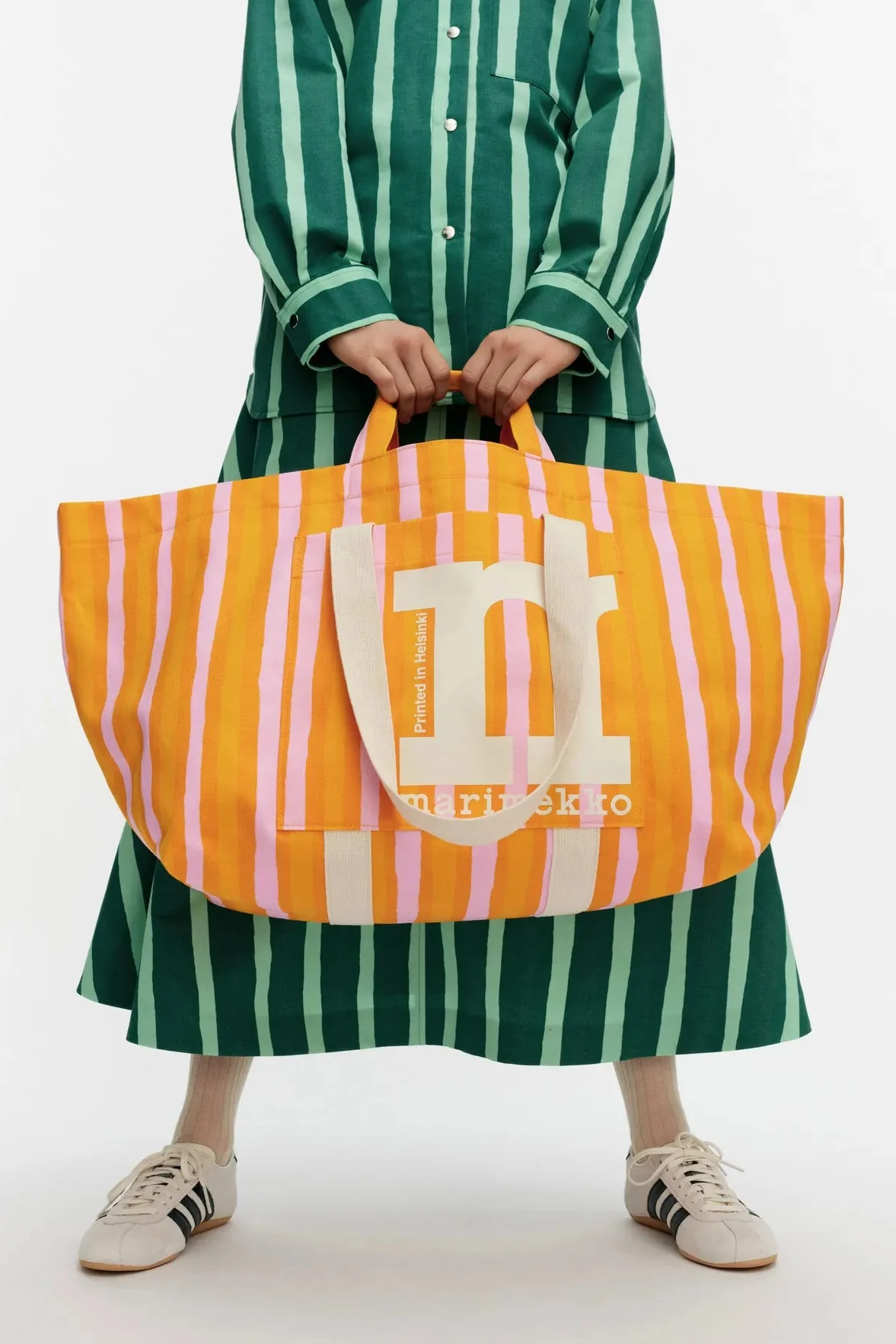 Marimekko Mono City XL Tote Piccolo laukku - oranssi / vaaleanpunainen