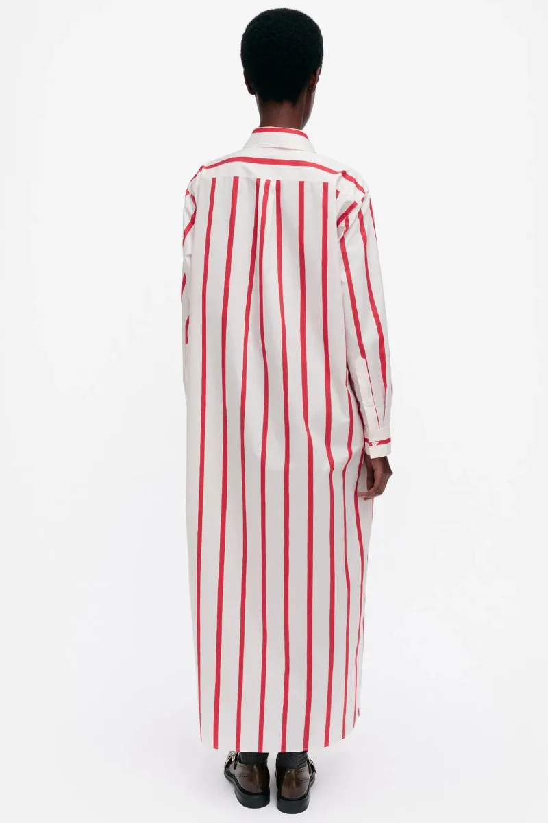 Marimekko Muovata Puhveli mekko - valkoinen / punainen - Image 4