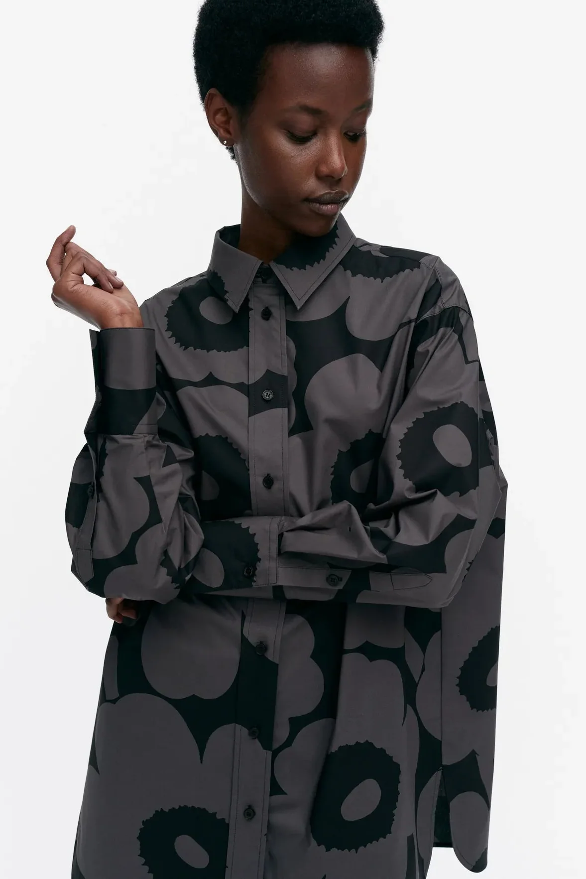 Marimekko Nila Unikko puuvillapaita - harmaa / musta