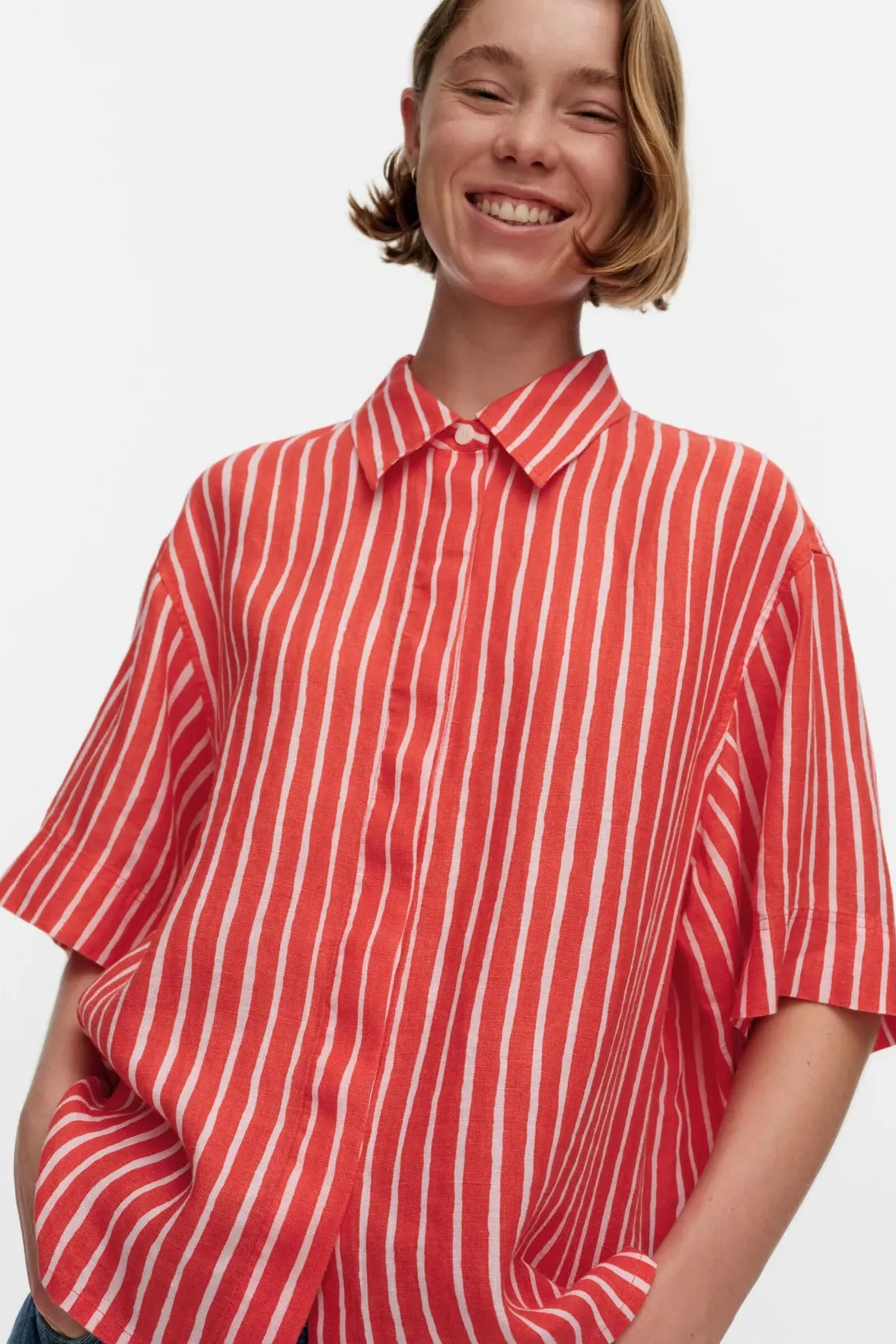 Marimekko Palindromi Piccolo pellavapaita - punainen / valkoinen - Image 2
