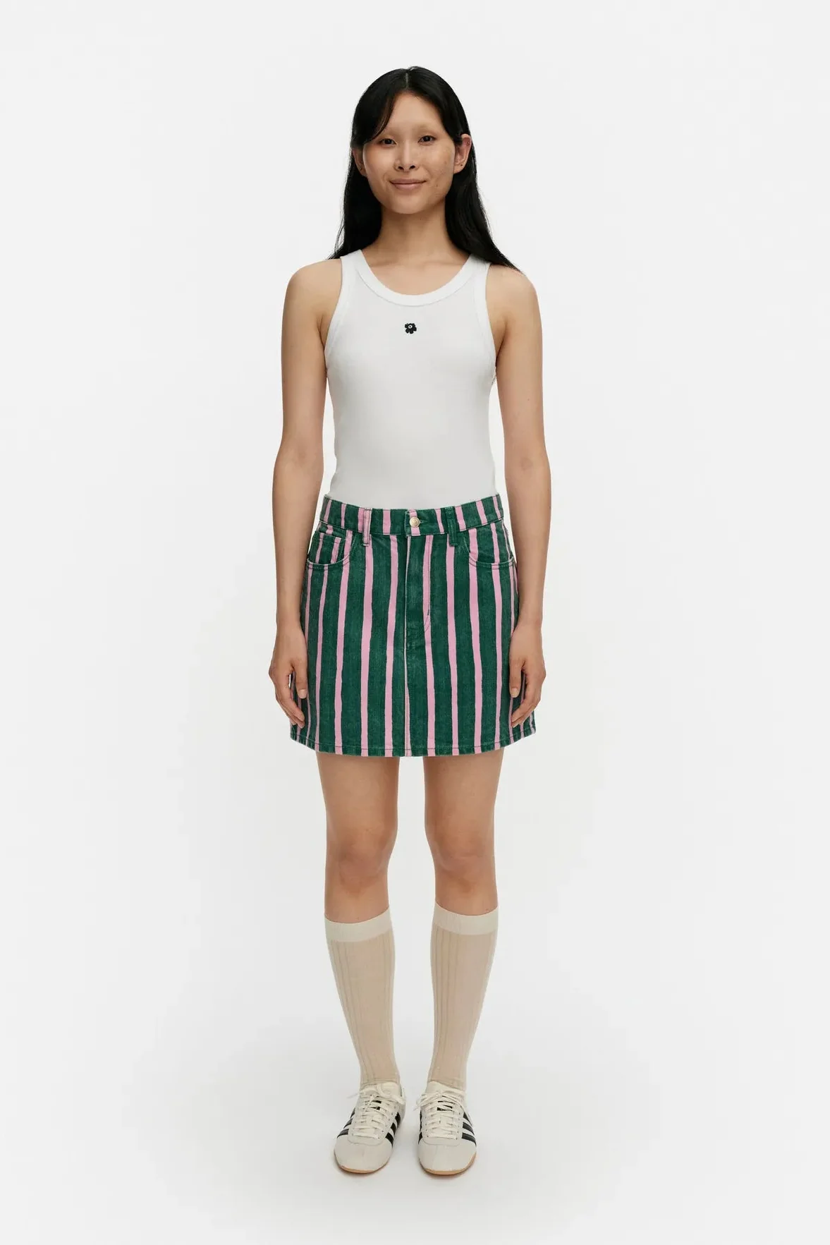 Marimekko Ruudut Piccolo Kioski hame - vihreä / pinkki