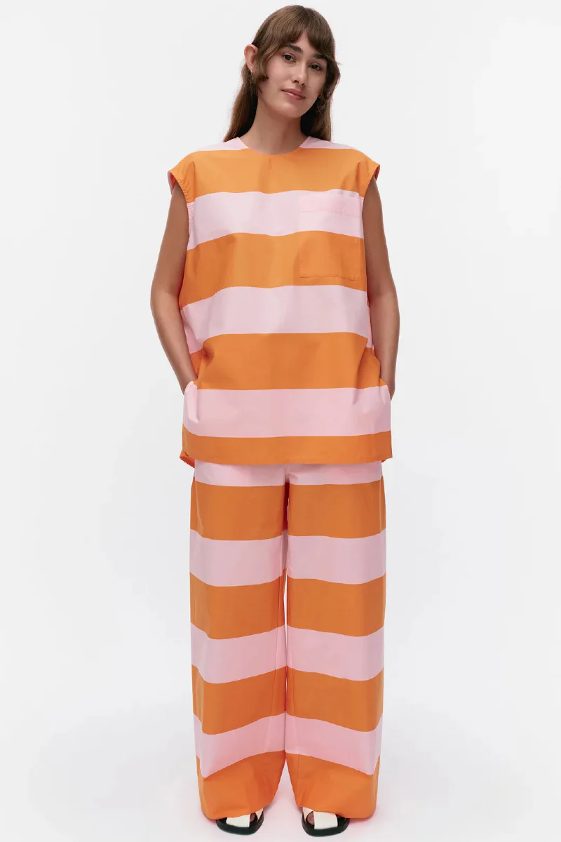 Marimekko Taittua Galleria puuvillahousut - vaaleanpunainen / oranssi