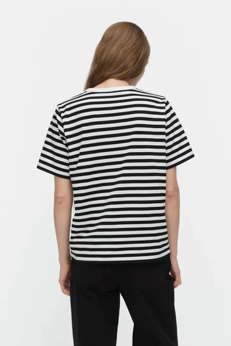 Marimekko Tasaraita Unikko T-paita - musta/valkoinen - Image 4