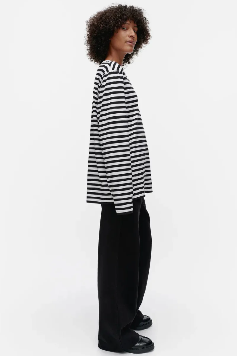 Marimekko Tasaraita Unisex trikoopaita - musta/valkoinen - Image 3