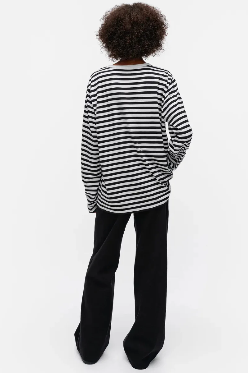 Marimekko Tasaraita Unisex trikoopaita - musta/valkoinen - Image 4
