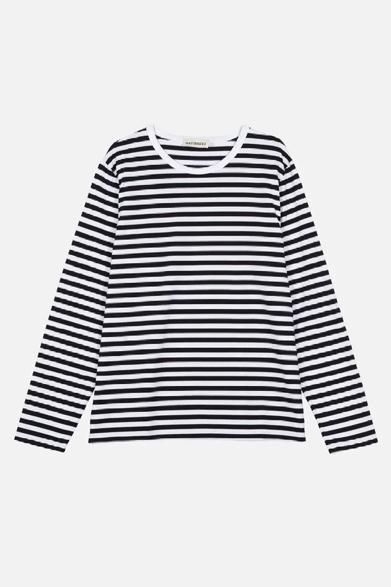 Marimekko Tasaraita Unisex trikoopaita - musta/valkoinen - Image 7