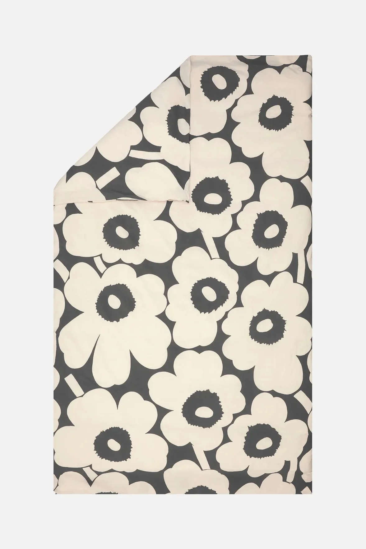 Marimekko Unikko pussilakana 150 x 210 cm - tummanharmaa / beige - Image 2