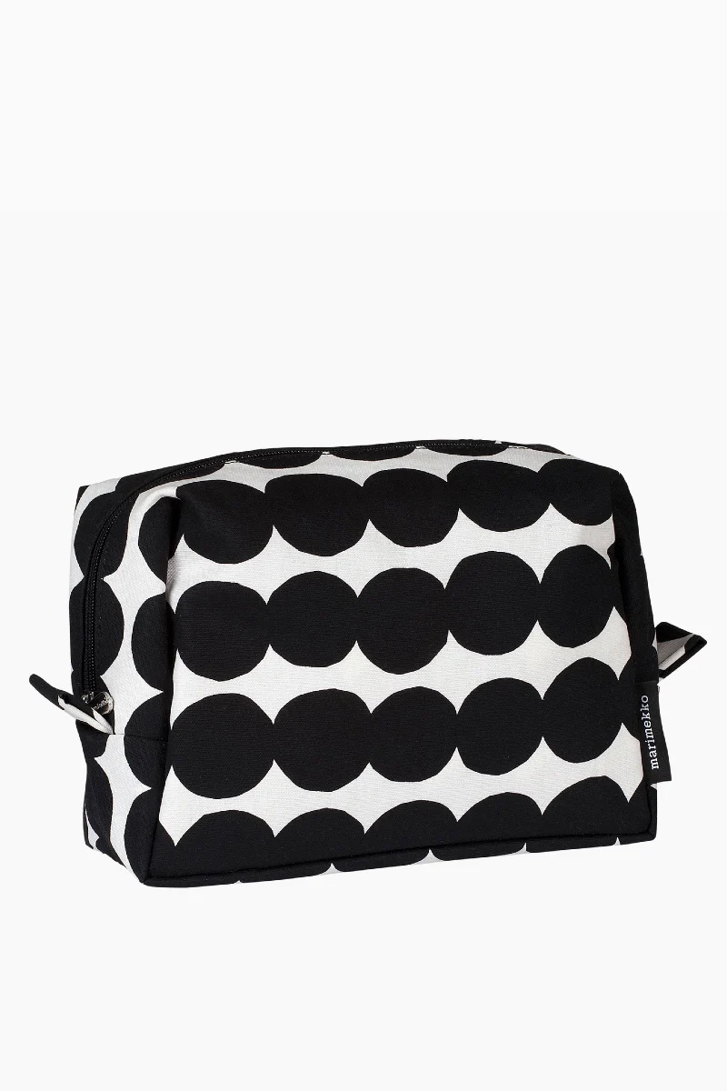 Marimekko Vilja Räsymatto kosmetiikkalaukku - musta / valkoinen