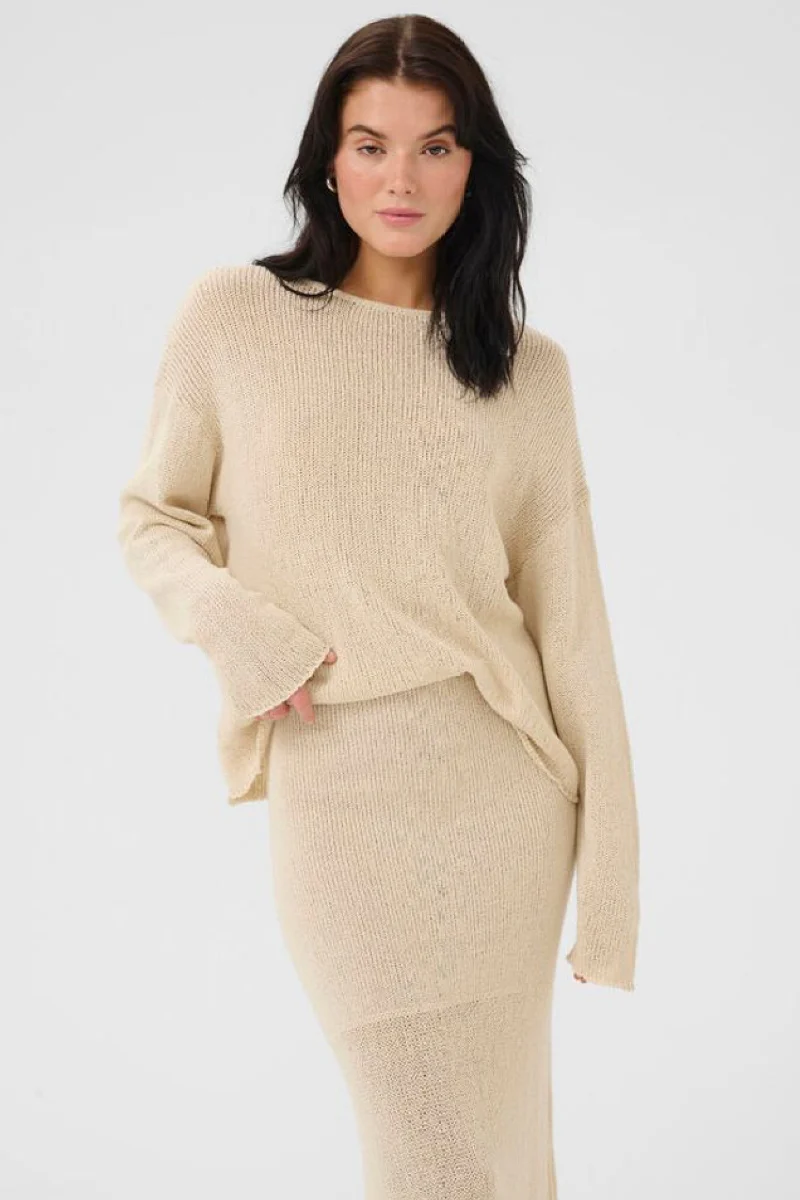 My Essential Wardrobe DivaMW Boxy knit blouse - almond milk - Image 2