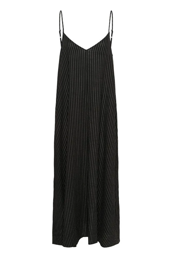 My Essential Wardrobe JannieMW Nelly Strap Dress - black w. oatmeal stripe - Image 5