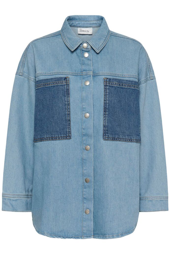 My Essential Wardrobe MWMazie 139 Boxy Mix shirt - light blue / blue wash - Image 6