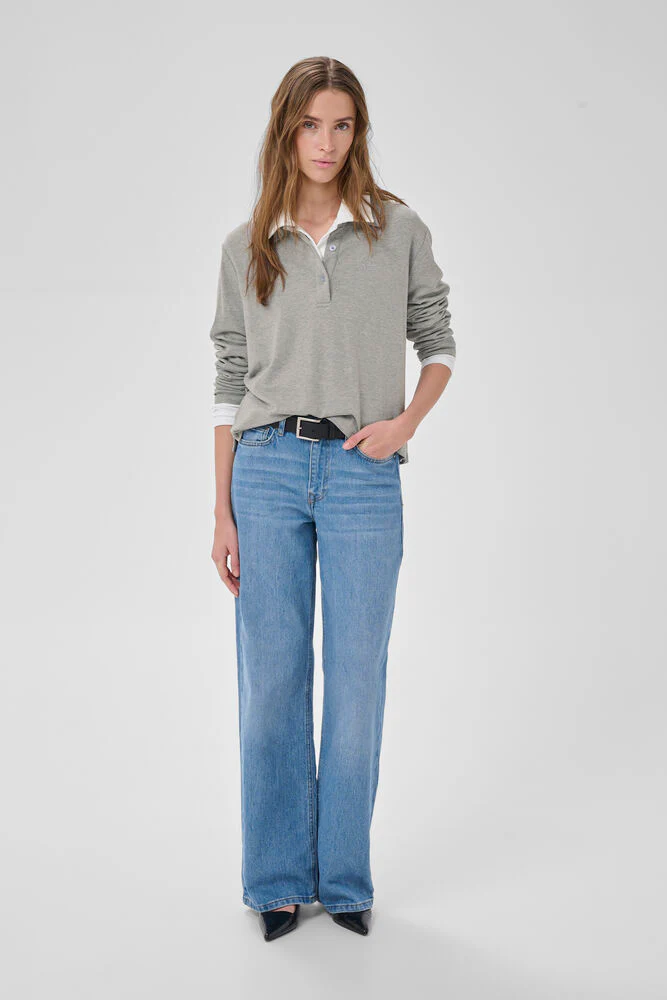 My Essential Wardrobe MWNupti polo blouse - light grey melange - Image 2