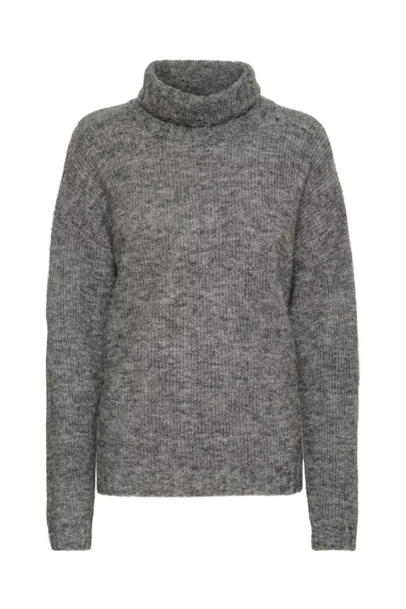 My Essential Wardrobe The Knit Rollneck 11 - dark grey melange - Image 3