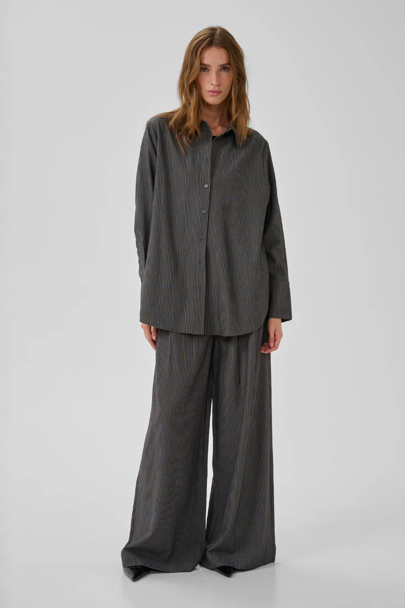 My Essential Wardrobe The Pinstriped High Pant 24 - grey melange with stripe - Image 2