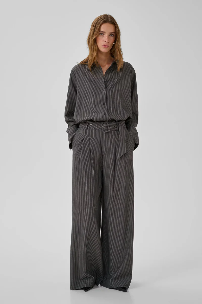 My Essential Wardrobe The Pinstriped High Pant 24 - grey melange with stripe - Image 3