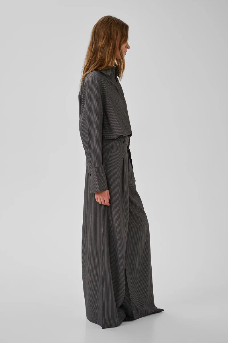 My Essential Wardrobe The Pinstriped High Pant 24 - grey melange with stripe - Image 4