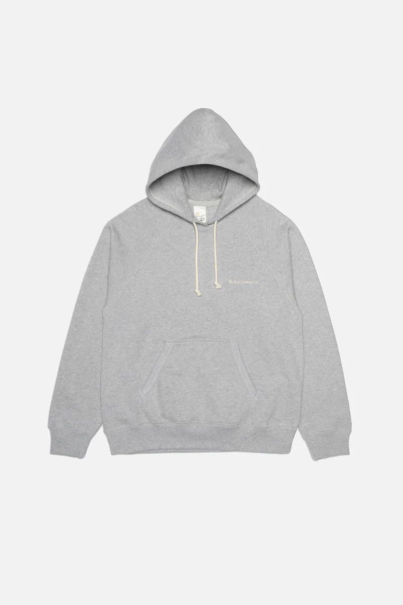 Nudie Jeans Gunde Logo Hoodie - grey melange
