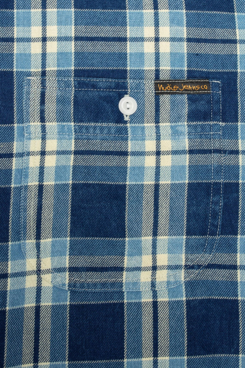 Nudie Jeans Julian Worker Shirt Checked - indigo - Image 3