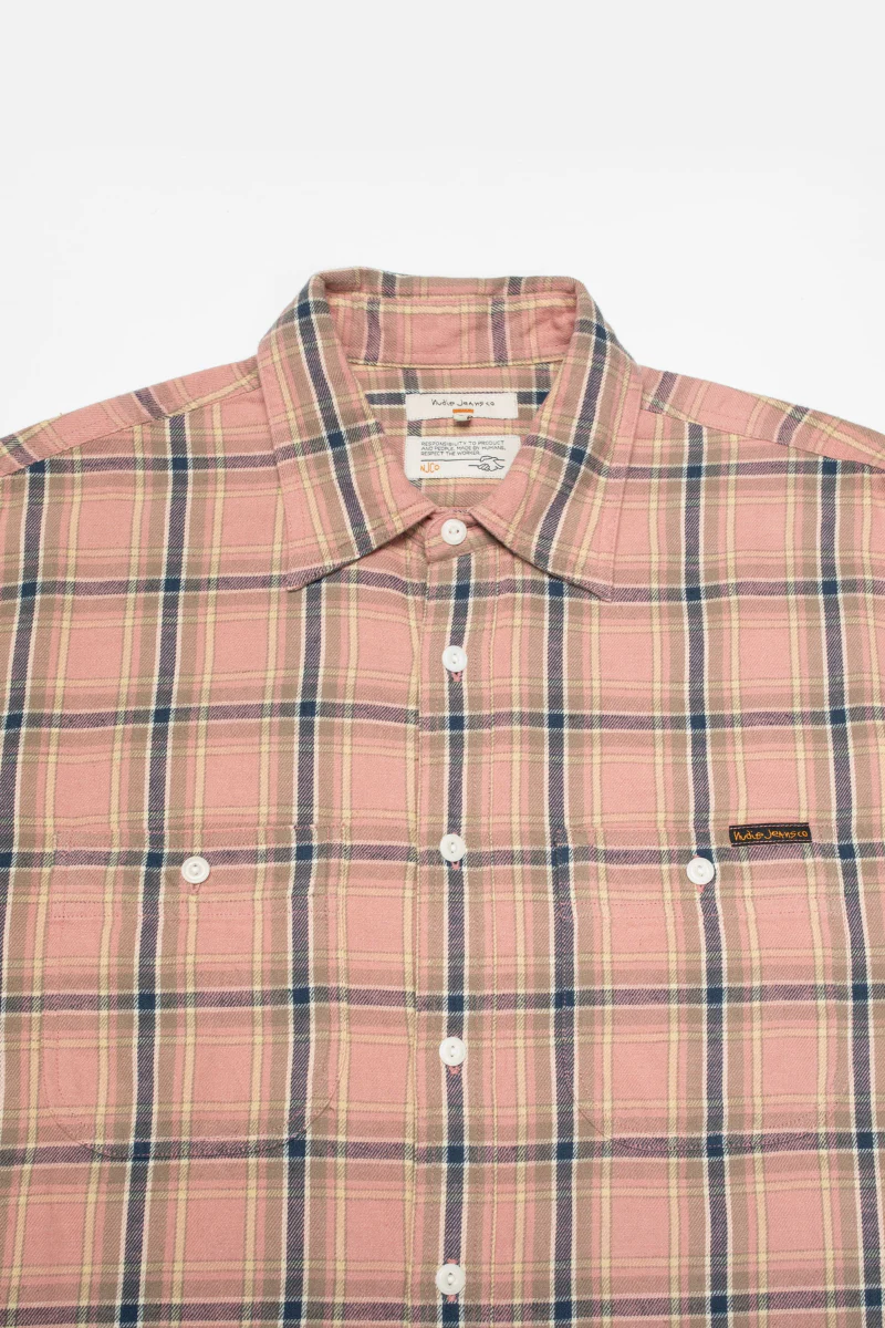 Nudie Jeans Julian Worker Shirt Checked - pink - Image 2