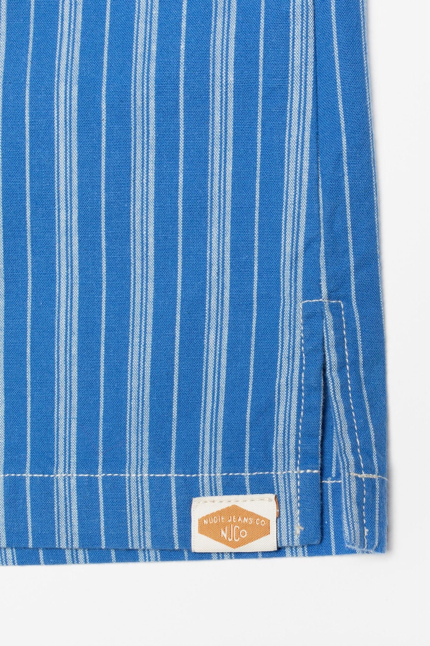 Nudie Jeans Jutta Shirt Striped - blue / offwhite - Image 4